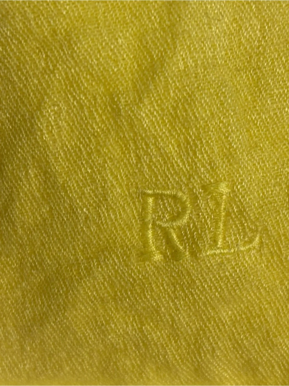 Ralph Lauren Collection Purple Label Cashmere Silk Yellow Rectangle Fringe Scarf